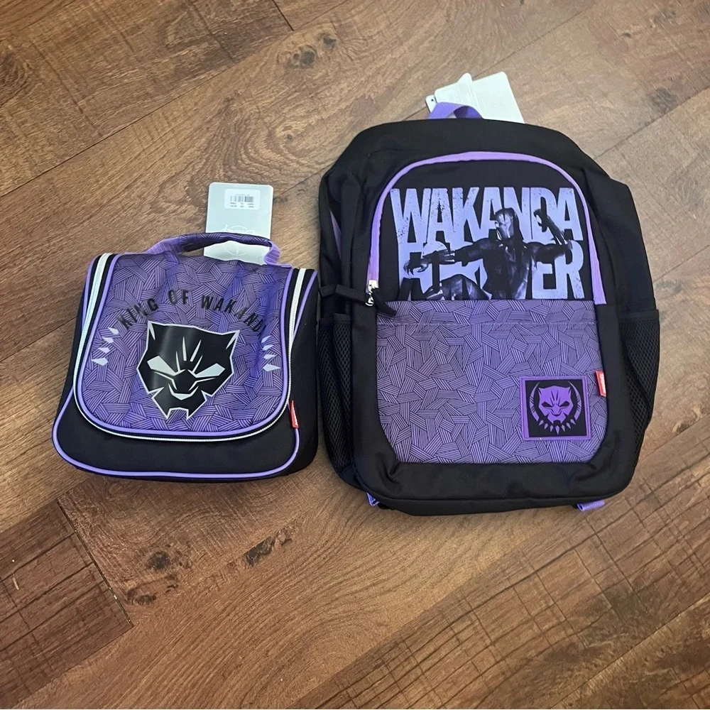 NWT Disneys Black Panther Wakanda 16” backpack & lunchbox tote kids movie